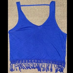 Others Follow blue fringe tank top, size L